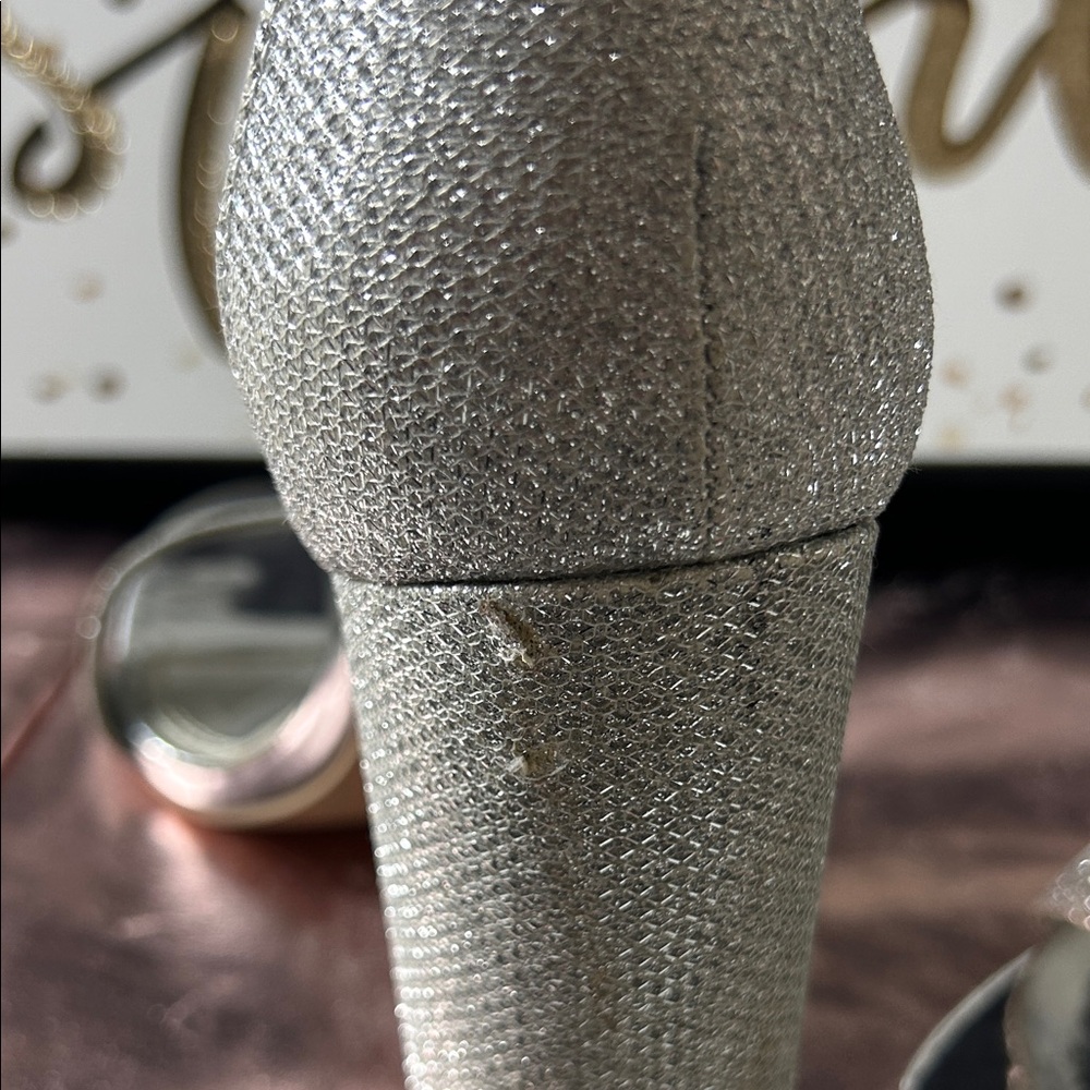 Chic Silver Block Heel Sandals #6209 - Picture 5 of 7
